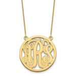 Load image into Gallery viewer, 10K Yellow Gold Custom Personalized Script Monogram in Round Circle Necklace 1" inch Size Pendant 18" Chain

