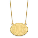 Load image into Gallery viewer, Roy Rose Jewelry 10K Yellow Gold Custom Personalized Script on Solid Oval Monogram Necklace 1" inch Length Size Pendant 18" Chain
