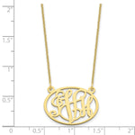 Load image into Gallery viewer, Roy Rose Jewelry 10K Yellow Gold Custom Personalized Script Monogram in Oval Border Necklace 7/8" inch Size Pendant 18" Chain
