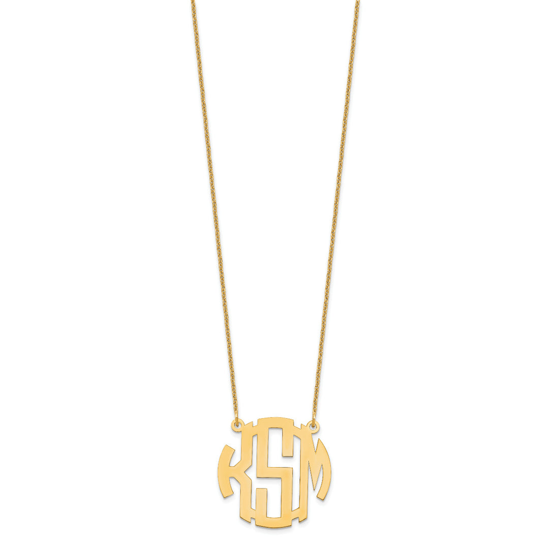 Roy Rose Jewelry 10K Yellow Gold Custom Personalized Circle Block Letter Round Monogram Necklace 1" inch Length Size Pendant 18" Chain