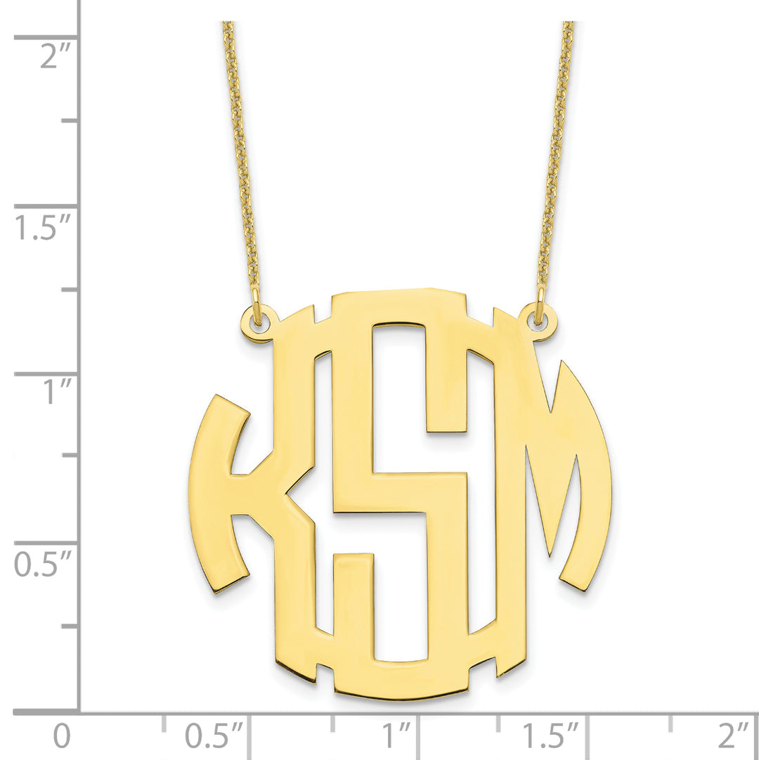 Roy Rose Jewelry 10K Yellow Gold Custom Personalized Circle Block Letter Round Monogram Necklace 1 1/4" inch Length Size Pendant 18" Chain