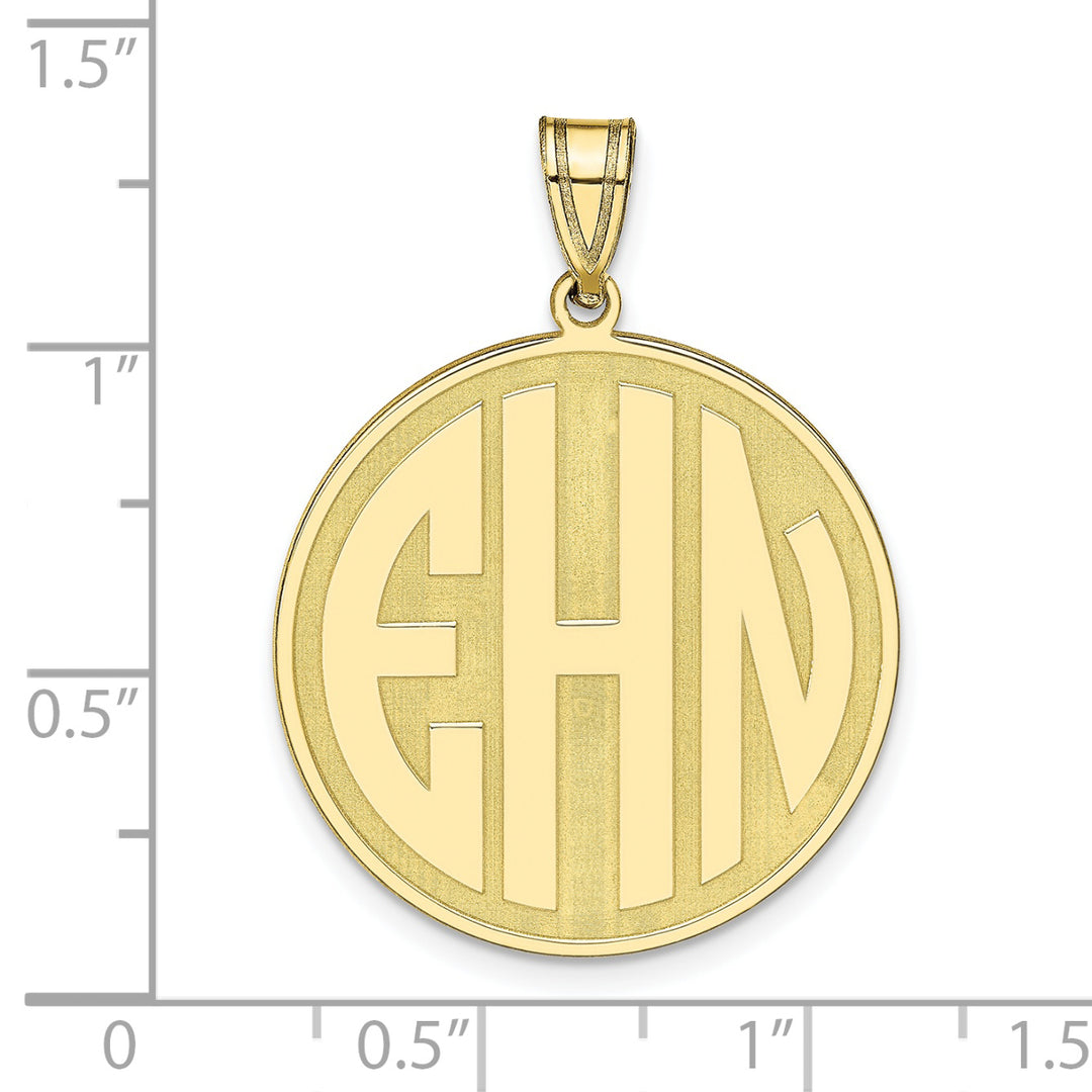 Roy Rose Jewelry Block Letter Solid Round 1" Circle Monogram Custom Personalized Pendant 10K Yellow Gold from