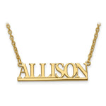 Load image into Gallery viewer, Roy Rose Jewelry Custom Made Personalized Name All Caps Uppercase Necklace Pendant, size 1.30" inches, in 10K Yellow Gold in Length Choice of 16", 18", or 20"

