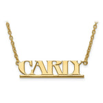 Load image into Gallery viewer, Roy Rose Jewelry Custom Made Personalized Name All Caps Uppercase Necklace Pendant, size 1.10" inches, in 10K Yellow Gold in Length Choice of 16", 18", or 20"
