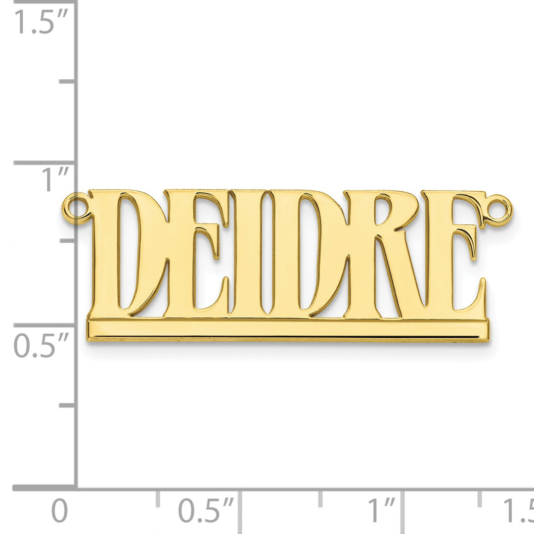 Roy Rose Jewelry Custom Made Personalized Name All Caps Uppercase Necklace Pendant, size 1.70" inches, in 10K Yellow Gold in Length Choice of 16", 18", or 20"