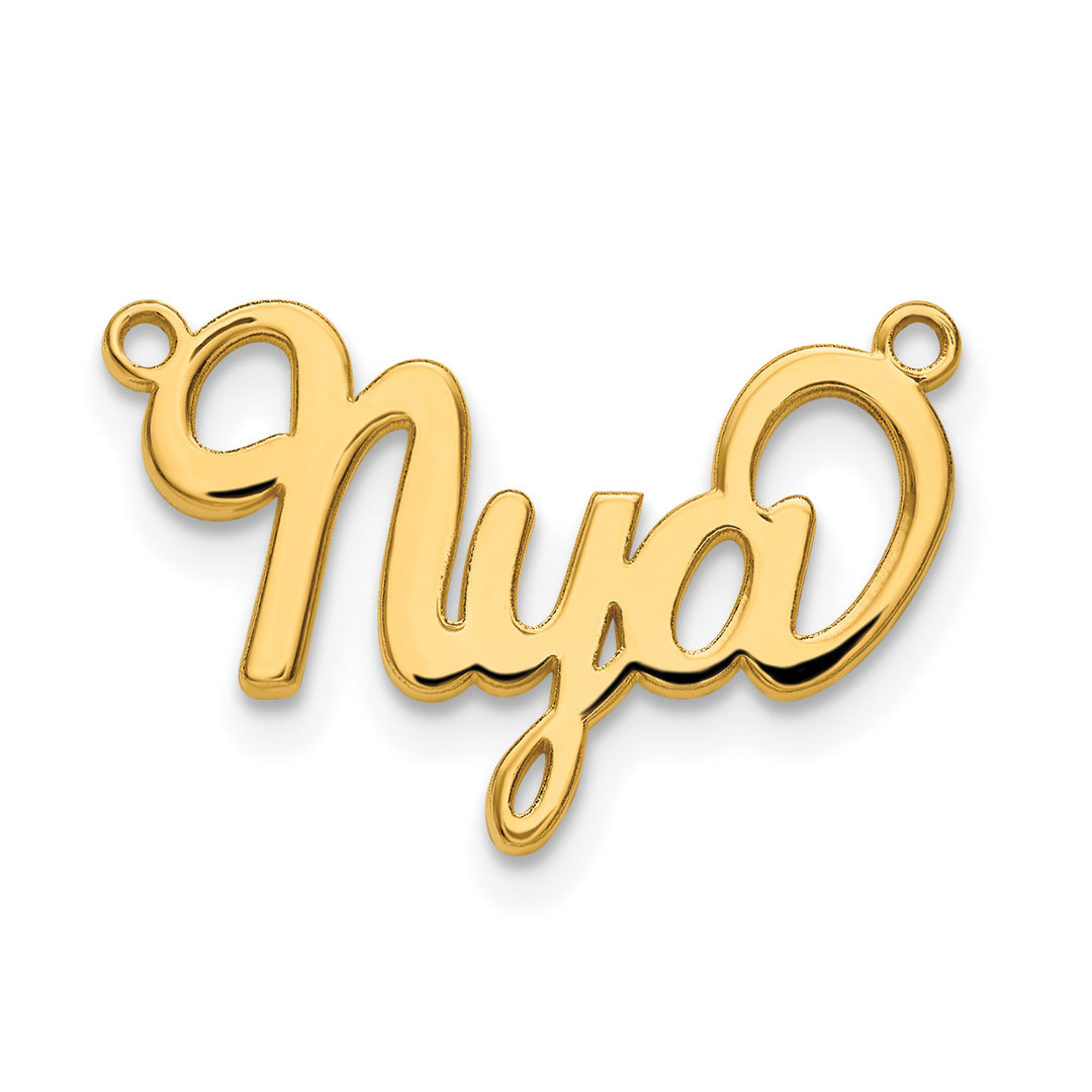 Roy Rose Jewelry Custom Made Personalized Fancy Script Name Necklace Pendant, size 1.75" inches, in 10K Yellow Gold in Length Choice of 16", 18", or 20"