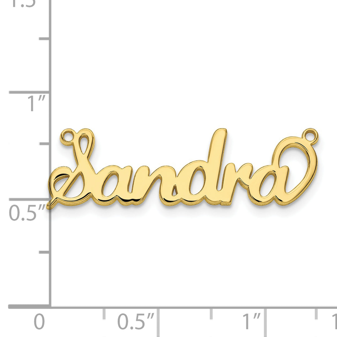 Roy Rose Jewelry Custom Made Personalized Fancy Script Name Necklace Pendant, size 1.75" inches, in 10K Yellow Gold in Length Choice of 16", 18", or 20"
