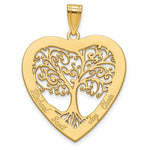 Load image into Gallery viewer, Roy Rose Jewelry Custom Made Personalized Name Family Tree Heart Pendant Necklace, size 1.25" inches, in 10K Yellow Gold With Option Chain Choice of 16", 18", or 20"
