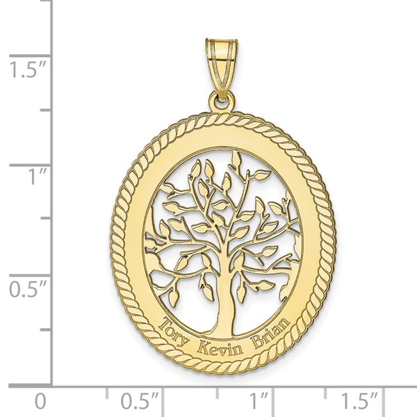 Roy Rose Jewelry Custom Made Personalized Name Family Tree Oval Pendant Necklace, size 1.25