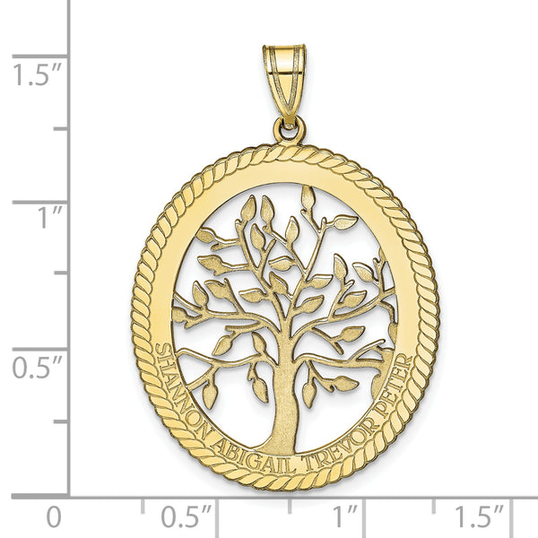 Roy Rose Jewelry Custom Made Personalized Name Family Tree Oval Pendant Necklace, size 1.25