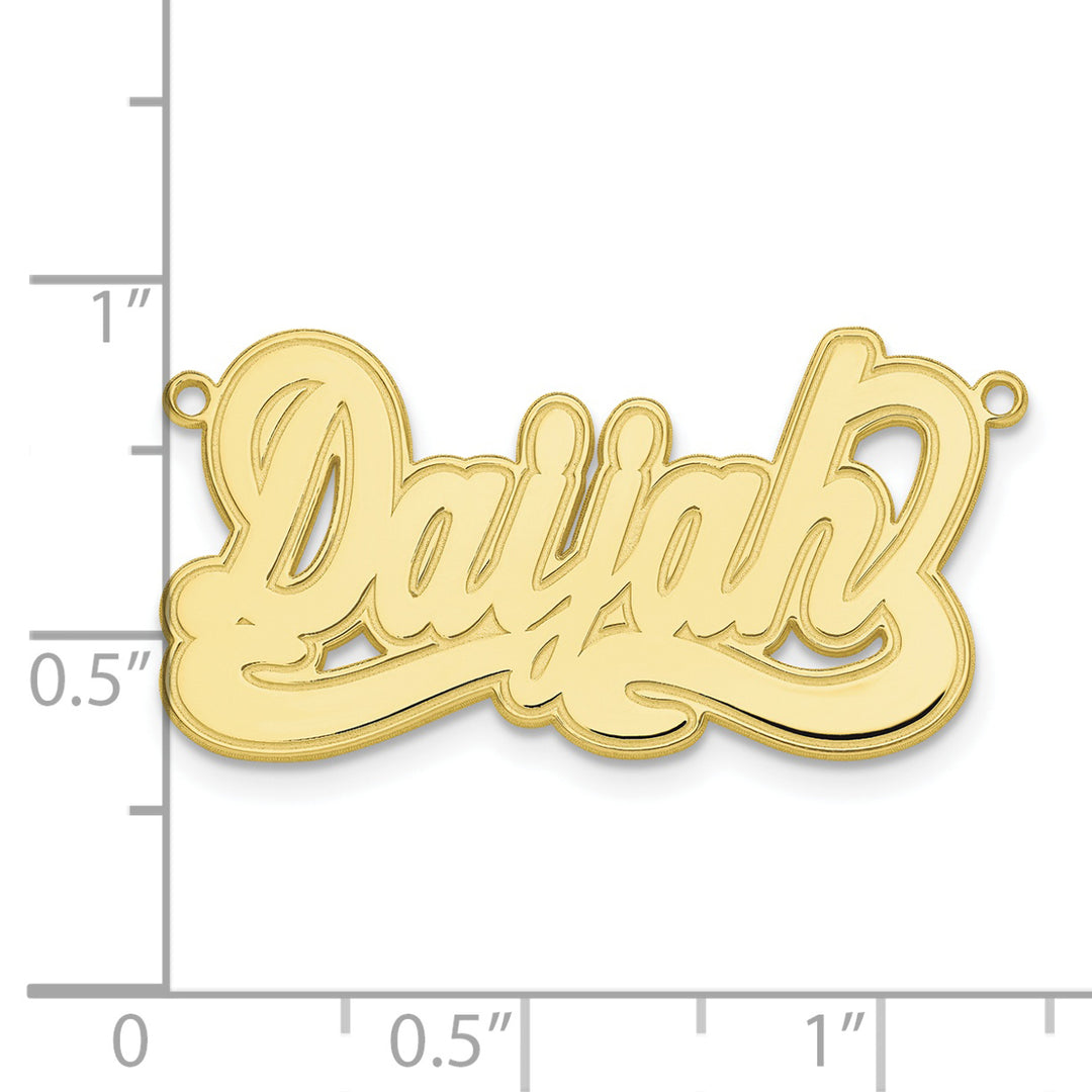 Roy Rose Jewelry Custom Made Personalized Name Necklace Pendant Cursive with Border, size 1.6" inches, in 10K Yellow Gold in Length Choice of 16", 18", or 20"
