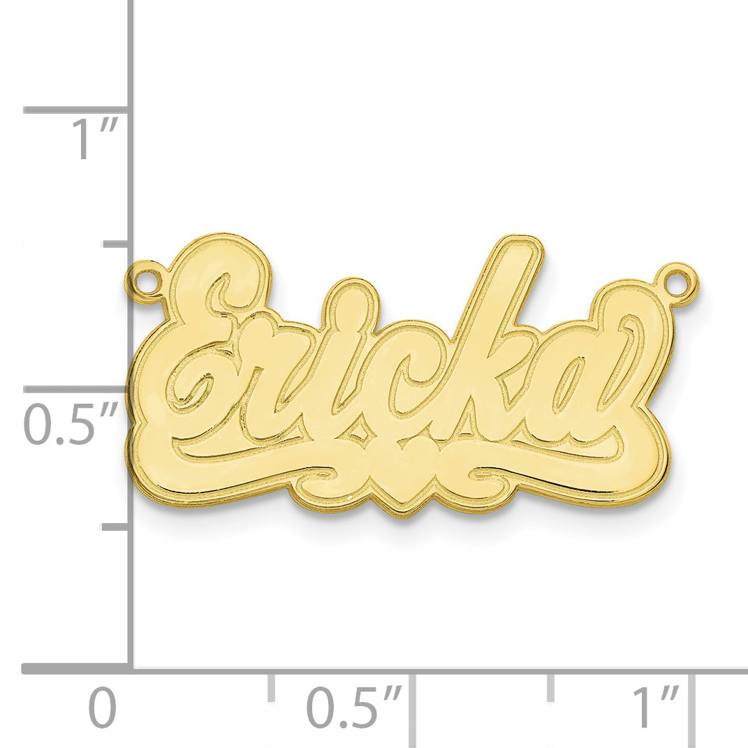 Roy Rose Jewelry Custom Made Personalized Name Necklace Pendant Cursive with Heart, size 1.1" inches, in 10K Yellow Gold in Length Choice of 16", 18", or 20"