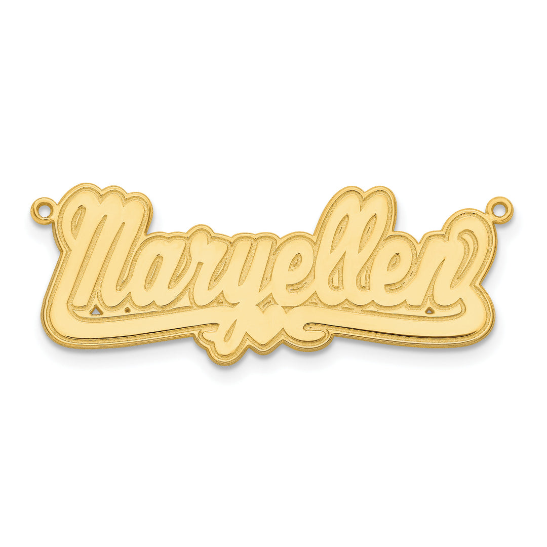 Roy Rose Jewelry Custom Made Personalized Name Necklace Pendant Cursive with Heart, size 1.1" inches, in 10K Yellow Gold in Length Choice of 16", 18", or 20"