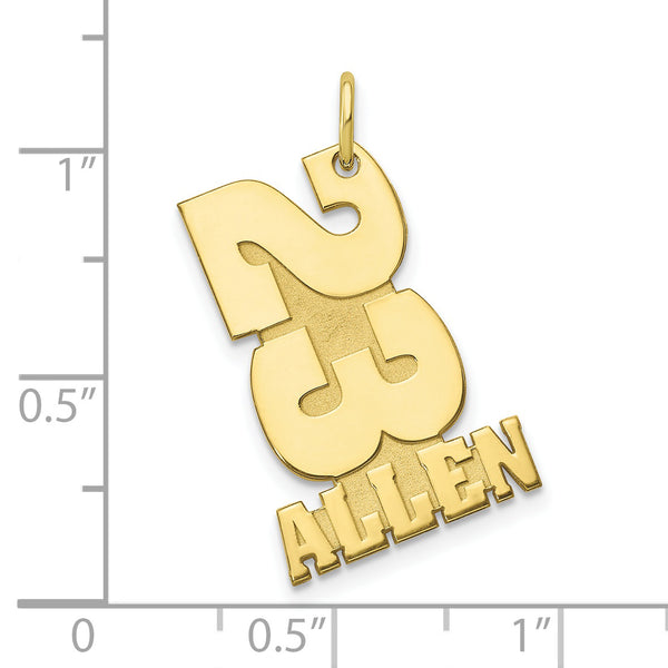 Personalized Custom Sport Player Jersey Number and Name Pendant Tag Charm Solid 10K Yellow Gold with Option of 16