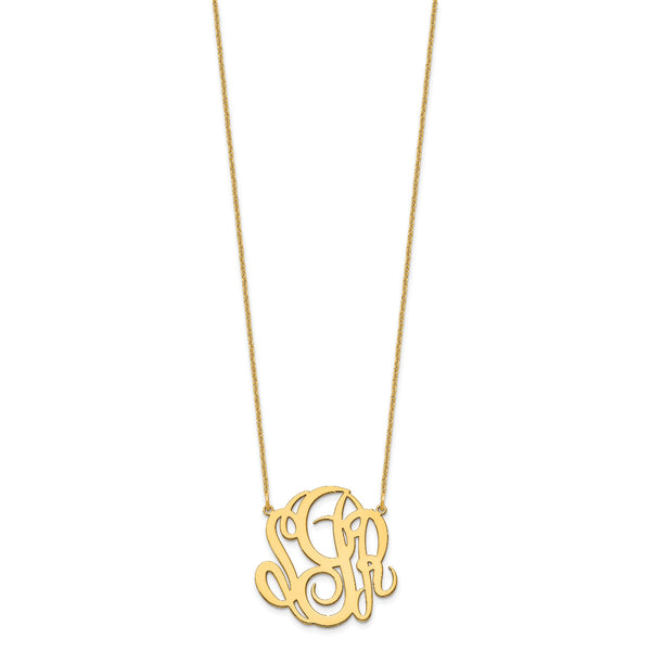 10K Yellow Gold Custom Personalized Script Style Monogram Necklace 1