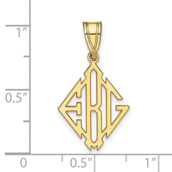 Roy Rose Jewelry 10K Yellow Gold Custom Personalized Block Letters Diamond Marquise Shape Monogram 3/4