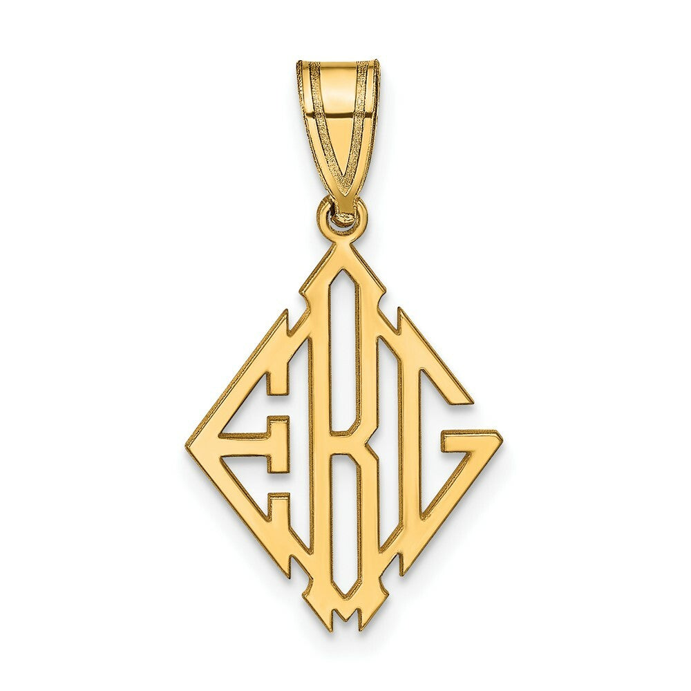 Roy Rose Jewelry 10K Yellow Gold Custom Personalized Block Letters Diamond Marquise Shape Monogram 3/4" Size Pendant