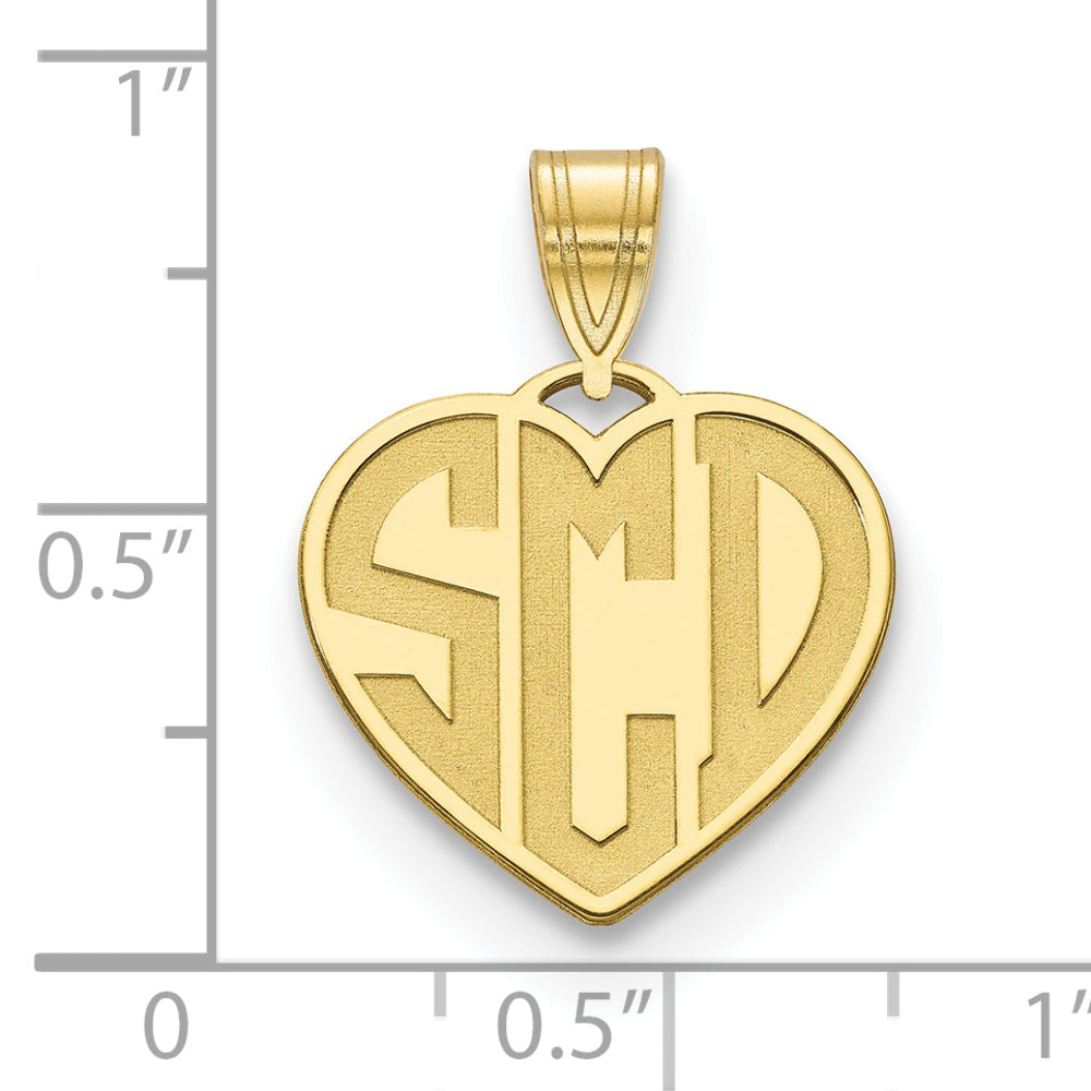 Roy Rose Jewelry 10K Yellow Gold Custom Personalized Script Letters on Solid Heart Shape Monogram 1/2" Size Pendant