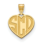 Load image into Gallery viewer, Roy Rose Jewelry 10K Yellow Gold Custom Personalized Script Letters on Solid Heart Shape Monogram 1/2" Size Pendant
