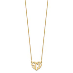Load image into Gallery viewer, Roy Rose Jewelry 10K Yellow Gold Custom Personalized Block Letters in Heart Shape Monogram Necklace 5/8" inch Length Size Pendant 18" Chain
