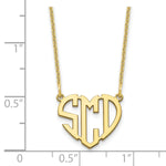 Load image into Gallery viewer, Roy Rose Jewelry 10K Yellow Gold Custom Personalized Block Letters in Heart Shape Monogram Necklace 5/8" inch Length Size Pendant 18" Chain

