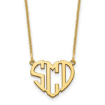 Load image into Gallery viewer, Roy Rose Jewelry 10K Yellow Gold Custom Personalized Block Letters in Heart Shape Monogram Necklace 5/8" inch Length Size Pendant 18" Chain
