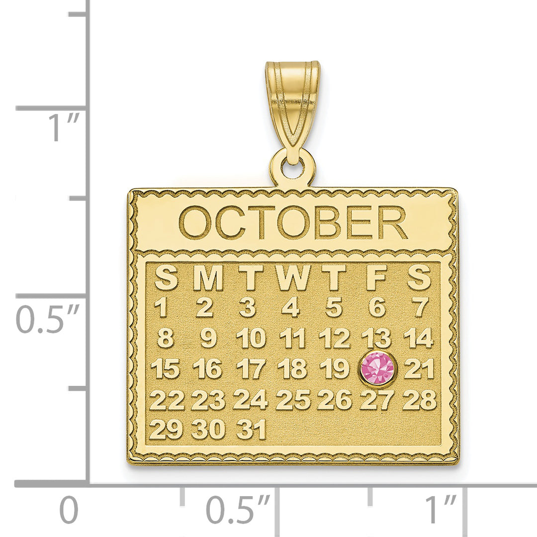 Roy Rose Jewelry Custom Made Special Day Date on Calender with Birthstone Pendant Your Choice in 10K Yellow Gold and Optional 16", 18", or 20" Chain Necklace