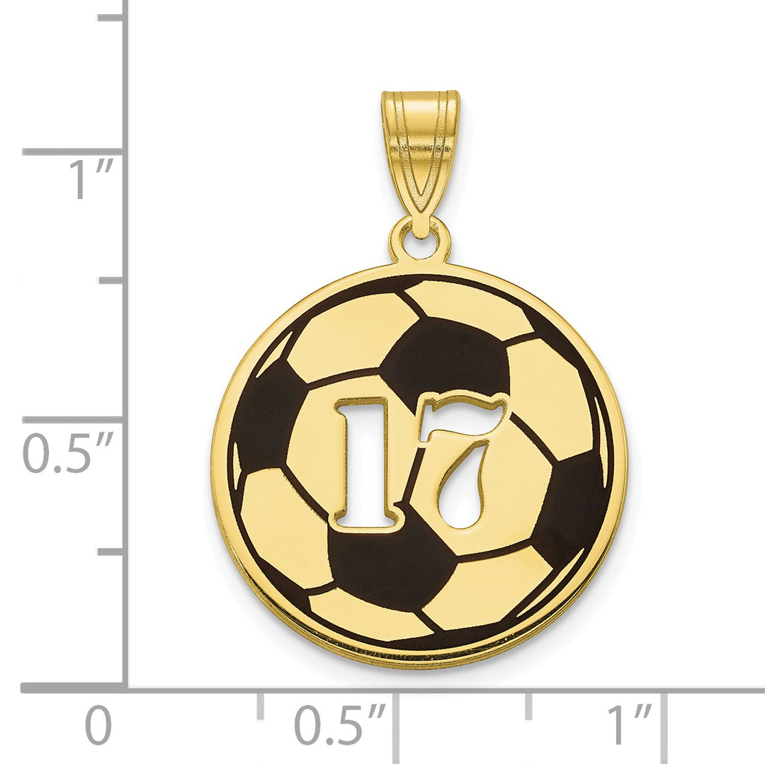 Personalized Custom Sport Player Number on Soccer Ball Pendant Solid 10K Yellow Gold