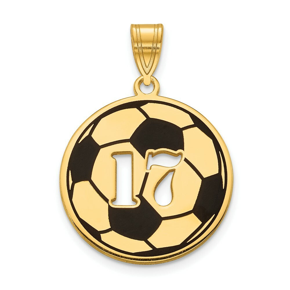 Personalized Custom Sport Player Number on Soccer Ball Pendant Solid 10K Yellow Gold