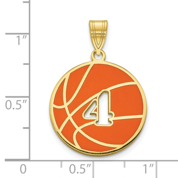 Roy Rose Jewelry Personalized Custom Sport Player Number on Basketball Pendant Solid 10K Yellow Gold