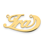 Load image into Gallery viewer, Roy Rose Jewelry Custom Made Personalized Name Necklace Pendant Cursive with Swoop Line, size 1.75" inches, in 10K Yellow Gold in Length Choice of 16", 18", or 20"
