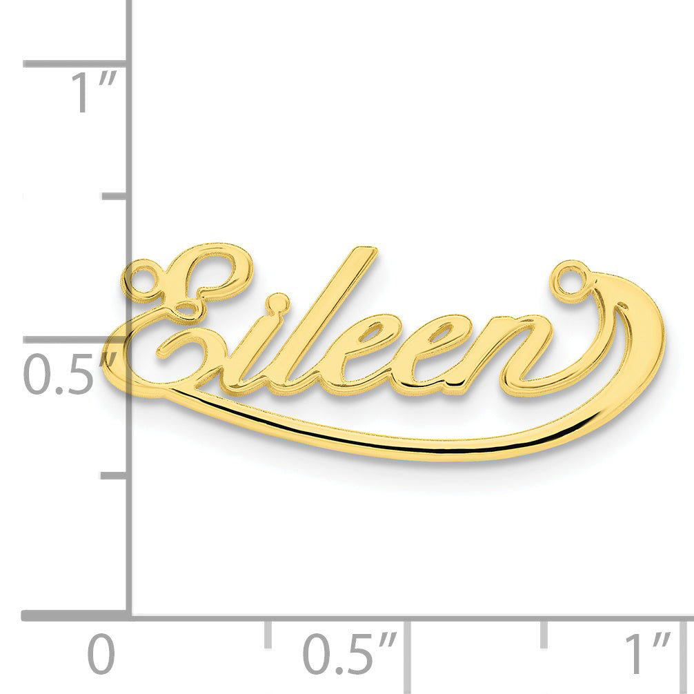 Roy Rose Jewelry Custom Made Personalized Name Necklace Pendant Cursive with Swoop Line, size 1.1" inches, in 10K Yellow Gold in Length Choice of 16", 18", or 20"