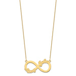 Load image into Gallery viewer, Roy Rose Jewelry Custom Made Infinity Necklace Personalized with 2 Names, 40mm Size Pendant, in 10K Yellow Gold and Optional 16", 18", or 20" Chain Necklace
