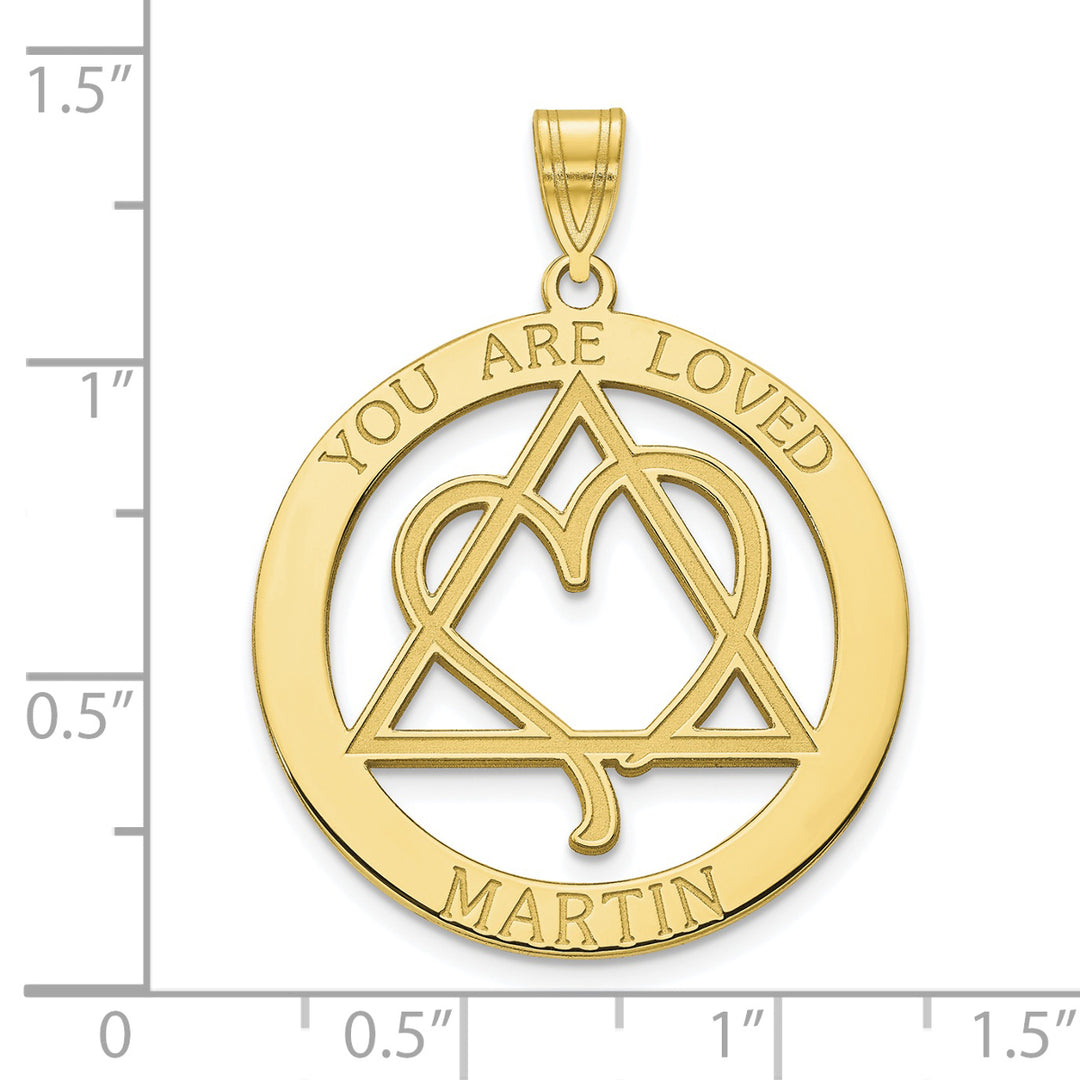 Roy Rose Jewelry Custom Made Personalized Adoption Date Round Pendant 1" Diameter Size Pendant, in 10K Yellow Gold and Optional 16", 18", or 20" Chain Necklace
