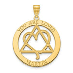 Load image into Gallery viewer, Roy Rose Jewelry Custom Made Personalized Adoption Date Round Pendant 1" Diameter Size Pendant, in 10K Yellow Gold and Optional 16", 18", or 20" Chain Necklace

