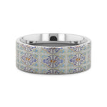Load image into Gallery viewer, Mens Flat Titanium Engraved Cross Pattern Wedding Ring - 8mm Wide - Style name: RADIANCE

