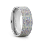 Load image into Gallery viewer, Mens Flat Titanium Engraved Cross Pattern Wedding Ring - 8mm Wide - Style name: RADIANCE
