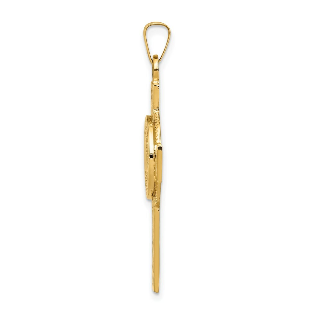 14K Yellow Gold Cross w/St. Christopher Medal Pendant