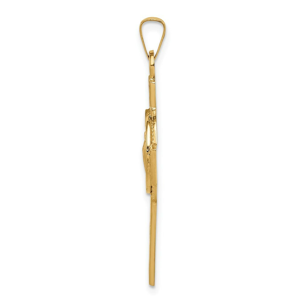14K Yellow Gold Cross w/St. Jude Medal Pendant