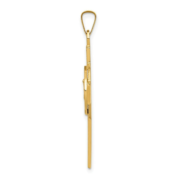 14K Yellow Gold Cross w/St. Michael Medal Pendant