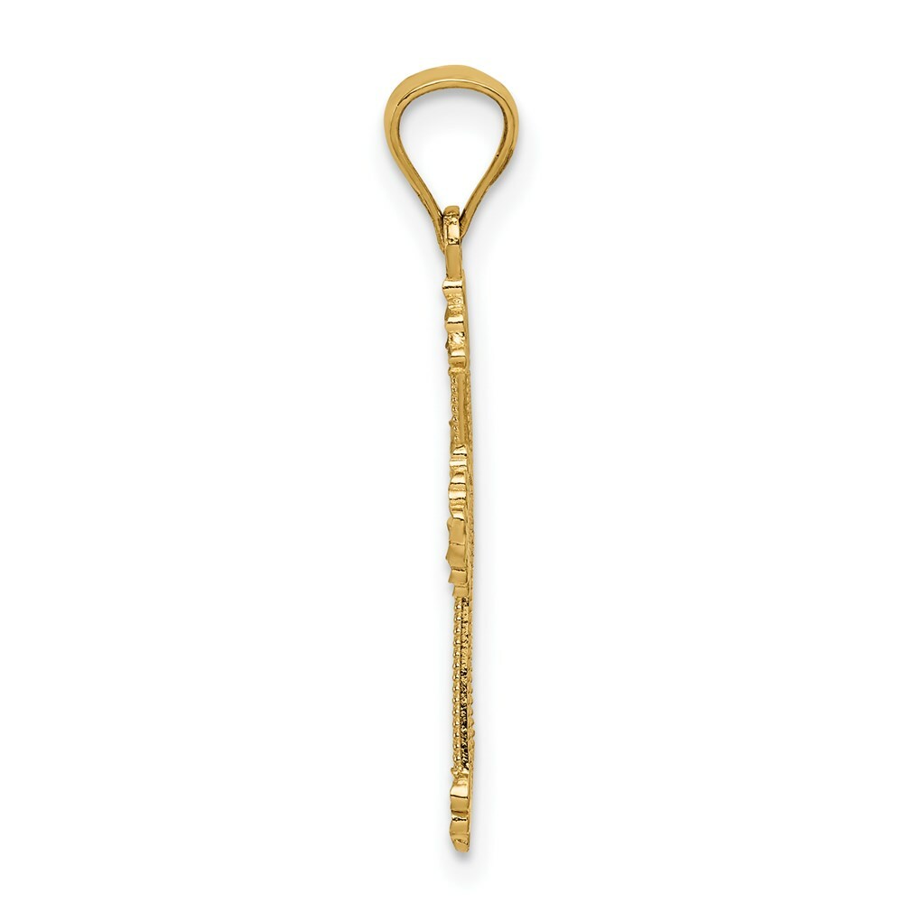 14K Yellow Gold Passion Cross Pendant 27mm length