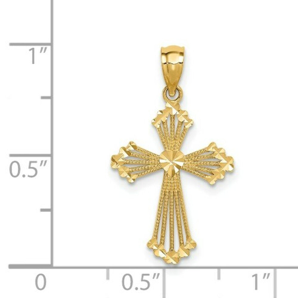 14K Yellow Gold Passion Cross Pendant 27mm length
