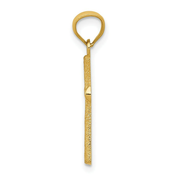 14K Yellow Gold Diamond-cut Cross Pendant 23mm length