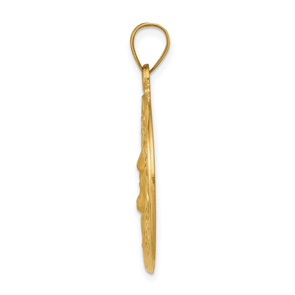 14K Yellow Gold Head of Christ Medal Round Pendant