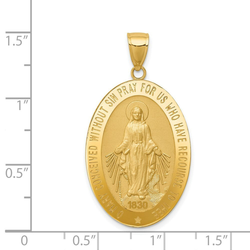 14K Yellow Gold Miraculous Medal Pendant 21mm width