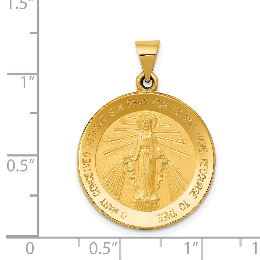 14K Yellow Gold Miraculous Medal Pendant 22mm width