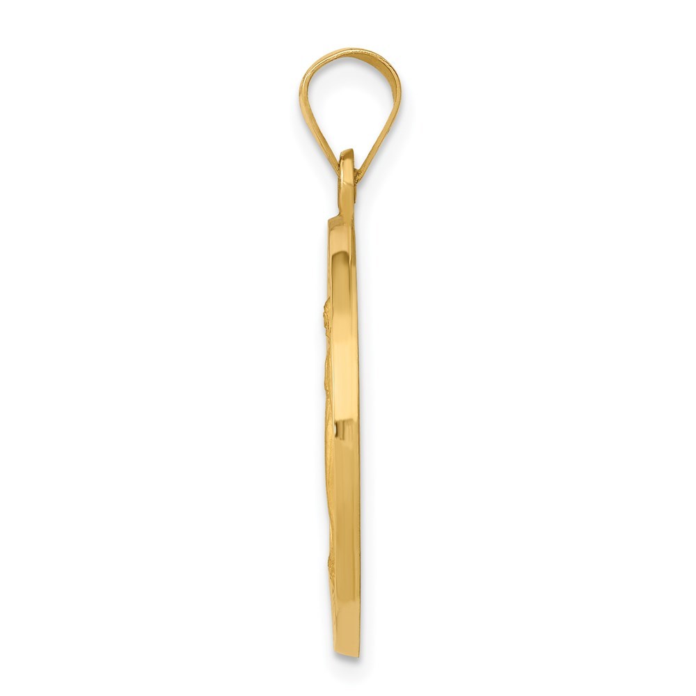 14K Yellow Gold Miraculous Medal Pendant 22mm width