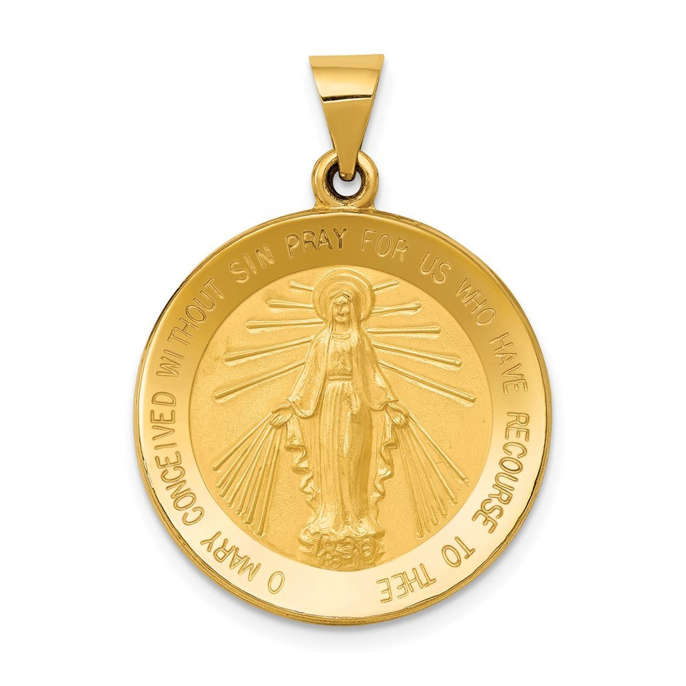14K Yellow Gold Miraculous Medal Pendant 22mm width