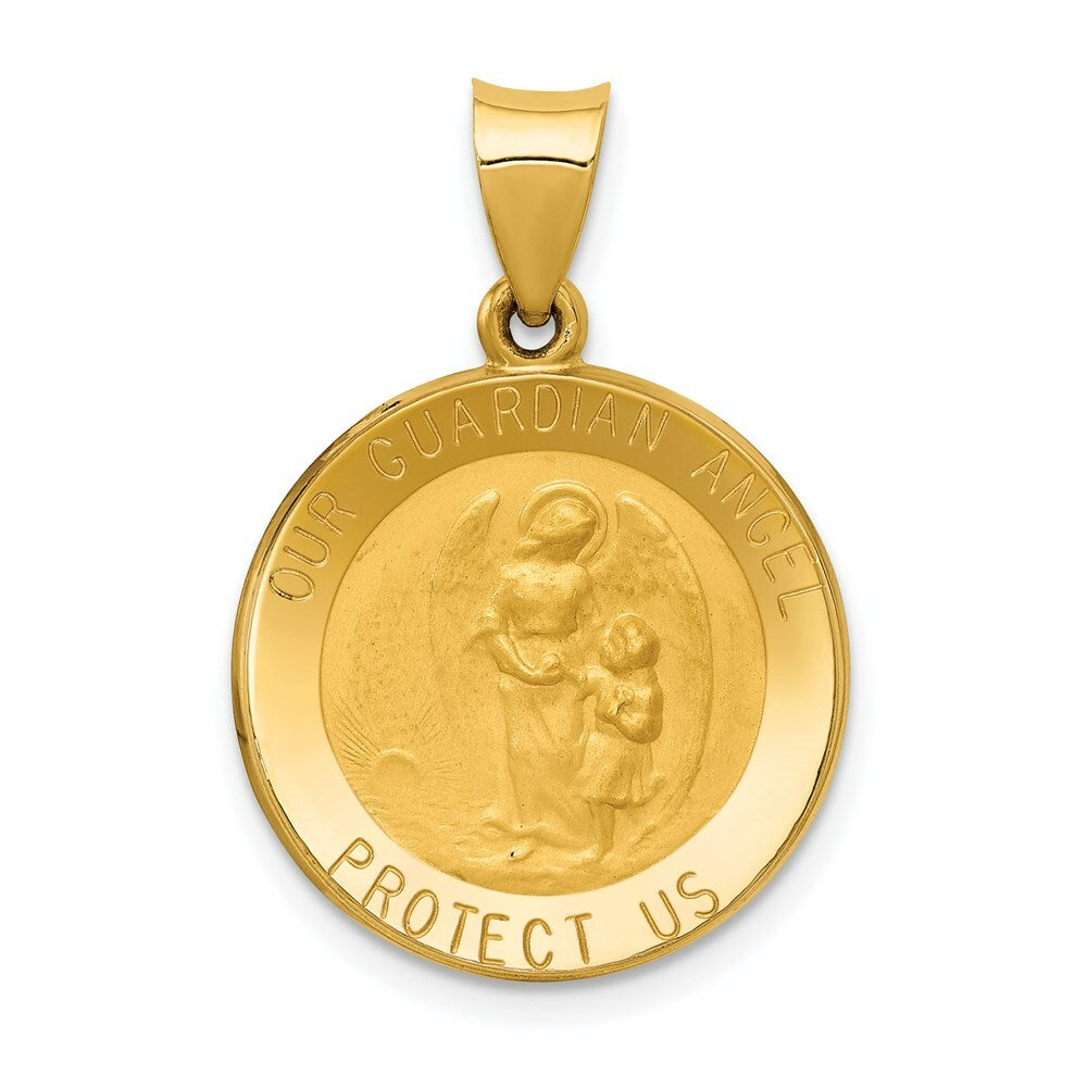 14K Yellow Gold Guardian Angel Medal Pendant