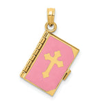 Load image into Gallery viewer, 14K Yellow Gold Enameled Lord's Prayer Bible Pendant
